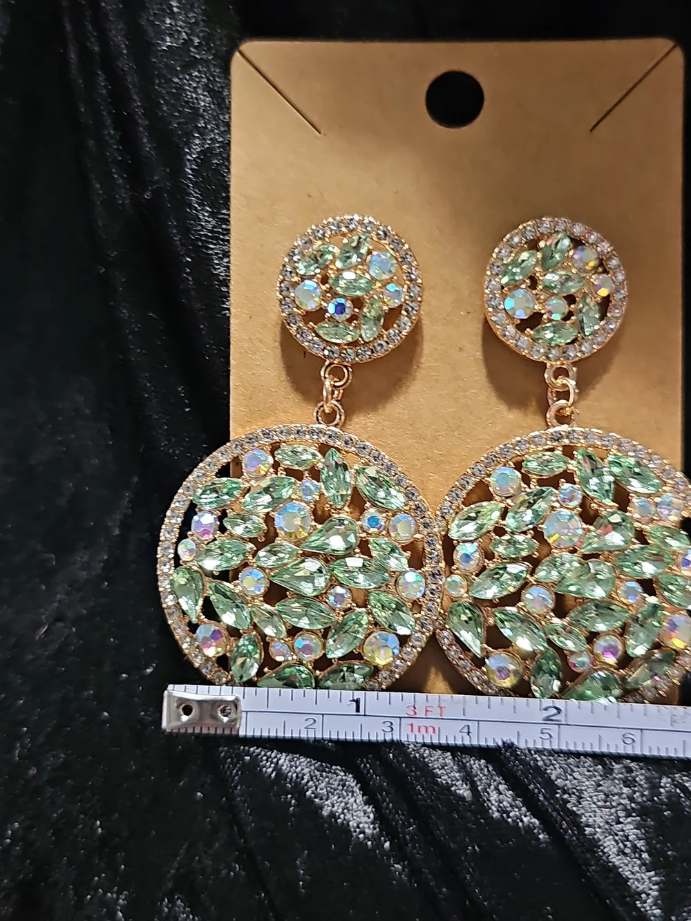 Gold-Tone Green Crystal Drop Earrings